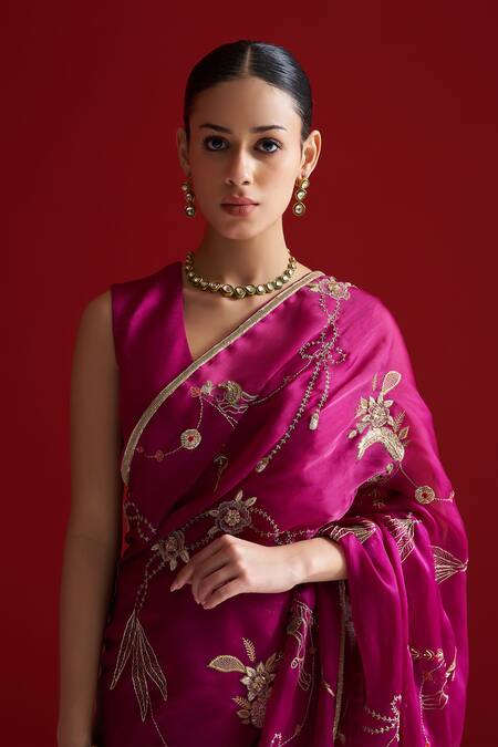 Shop Sitaraa Purple Embroidery Irajaa Mulberry Wood Saree With Blouse Online at Aza Fashions Shop_Sitaraa_Purple Embroidery Irajaa Mulberry Wood Saree With Blouse _Online_at_Aza_Fashions