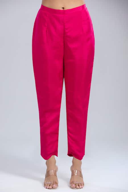 Samyukta Singhania Pink Crepe Round Neck Asymmetric Tunic With Pant at Aza Fashions Samyukta Singhania_Pink Crepe Round Neck Asymmetric Tunic With Pant _at_Aza_Fashions