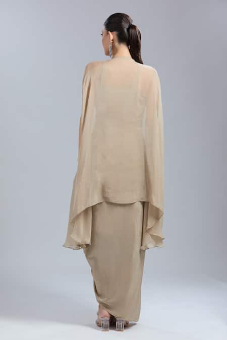 Samyukta Singhania Embroidered Cape Tunic & Skirt Set 