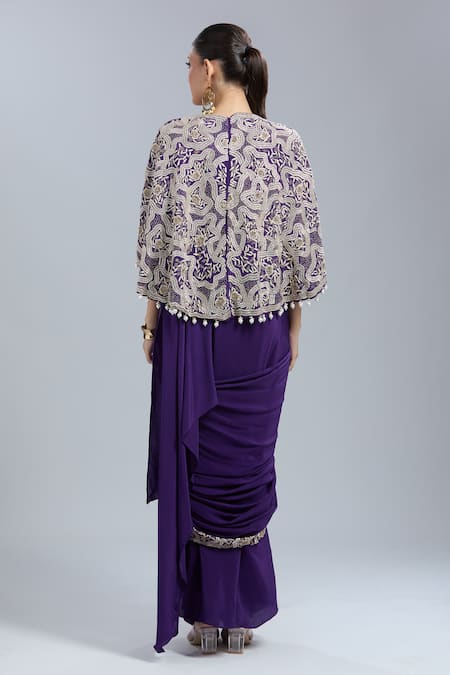 Samyukta Singhania Embroidered Blouse & Pre-Draped Saree Set 