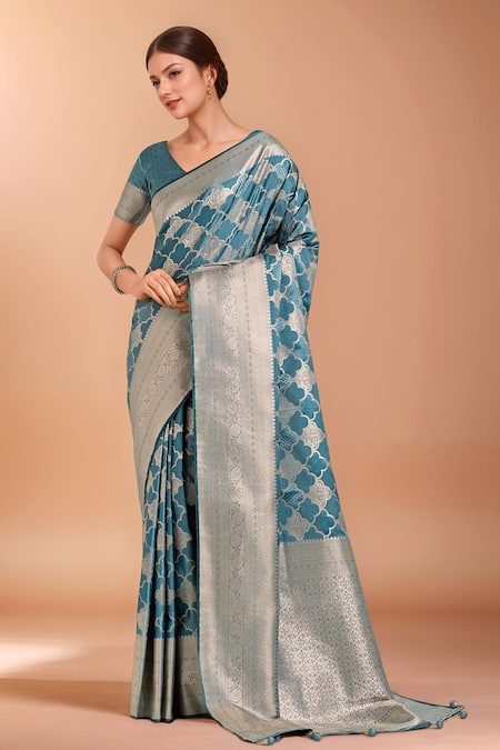 Samyukta Singhania Zari Woven Banarasi Satin Silk Saree With Blouse 