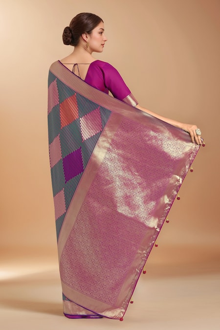 Samyukta Singhania Zari Woven Multicolor Banarasi Silk Saree With Blouse 