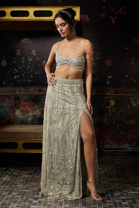 Diyarajvvir Embellished Bustirt & Skirt Set 