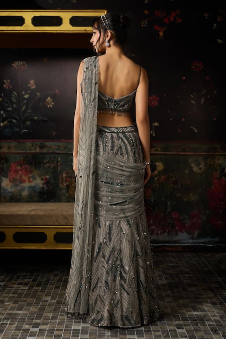 Diyarajvvir Pre-Draped Saree With Embellished Blouse 