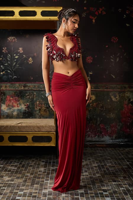 Diyarajvvir Cutwork Blouse With Dhoti Skirt 