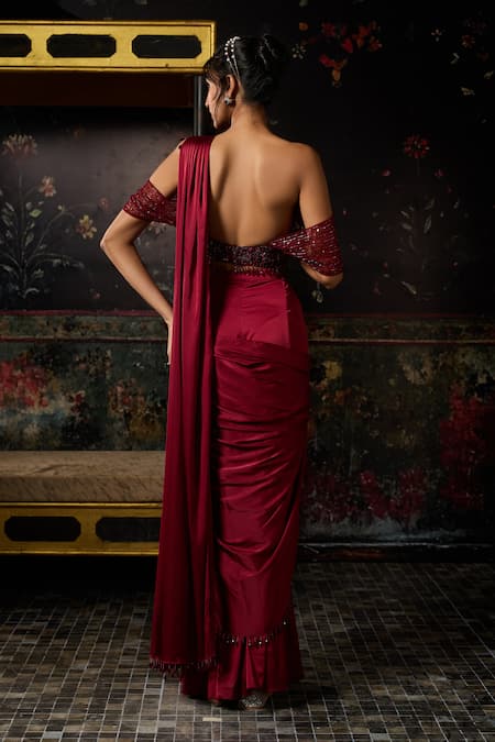 Diyarajvvir Pre-Draped Sharara Saree With Embellished Blouse 