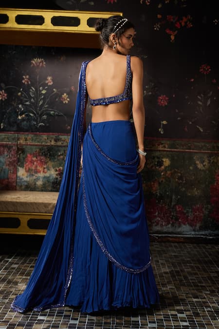 Diyarajvvir Pre-Draped Mermaid Saree & Embellished Blouse Set 