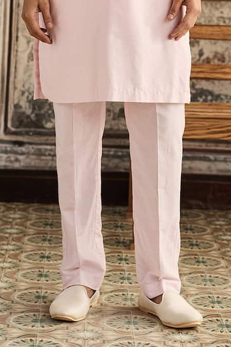 Diyarajvvir_Blush Cotton, Silk Embroidery Kurta With Pant _Online_at_Aza_Fashions