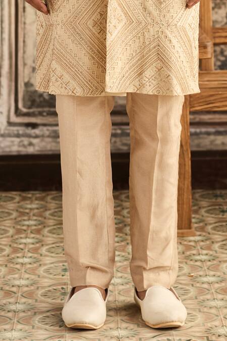 Diyarajvvir_Beige Silk Diamonds Embroidered Jacket With Pant _Online_at_Aza_Fashions