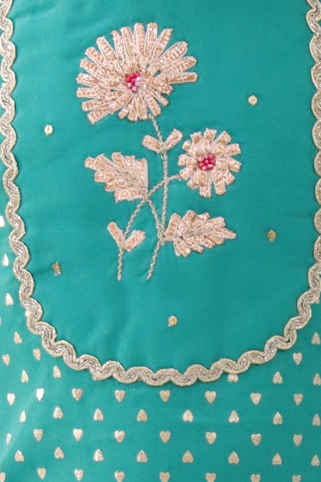 Buy_Lil Drama_Green Rayon Embroidery, Foil Printing, Lace Khilkhilahat Kurta And Dhoti Pant Set 