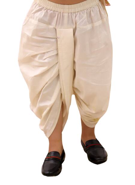 Lil Drama_Off White Polyurethane Embroidery Mishti Floral Pattern Nehru Jacket Kurta Set_Online_at_Aza_Fashions