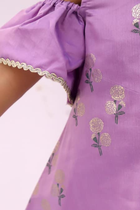 Buy Lil Drama Purple Chanderi, Cotton Embroidery Mishti Floral Pattern Kurta And Sharara Set Online at Aza Fashions Buy_Lil Drama_Purple Chanderi, Cotton Embroidery Mishti Floral Pattern Kurta And Sharara Set _Online_at_Aza_Fashions