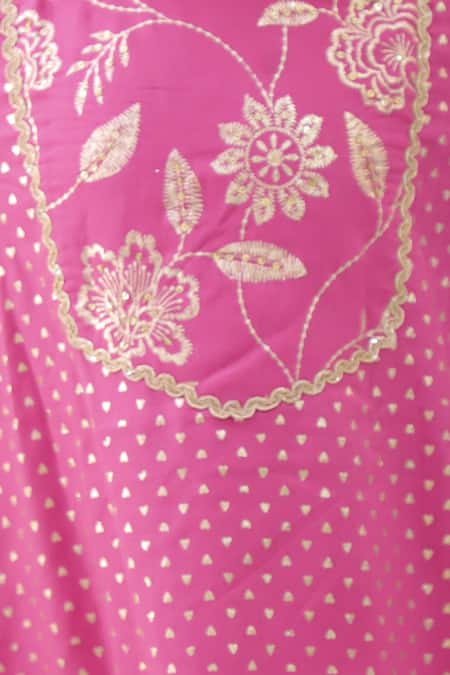 Buy_Lil Drama_Pink Rayon, Net Embroidery Khilkhilahat Floral Pattern Kurta Sharara Set _Online_at_Aza_Fashions