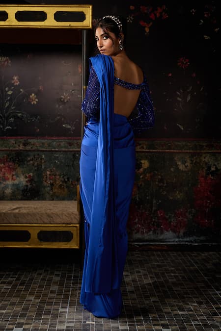 Diyarajvvir Pre-Draped Saree With Embellished Blouse 