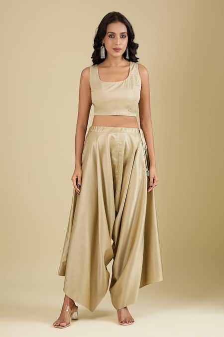 Prisho_Beige Embroidery Round Neck Floral Kaftan Set _Online_at_Aza_Fashions