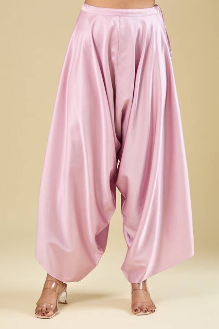 Buy Prisho Pink Embroidery Open Neck, Cape Pant Set Buy_Prisho_Pink Embroidery Open Neck, Cape Pant Set