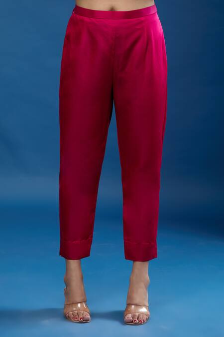 Shop_Prisho_Fuchsia Sequins, Embroidery V-neck Applique Work Kaftan With Pant _Online_at_Aza_Fashions