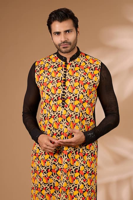 Rabani & Rakha_Black Georgette Embroidery, Sequins Kurta With Pant _Online_at_Aza_Fashions