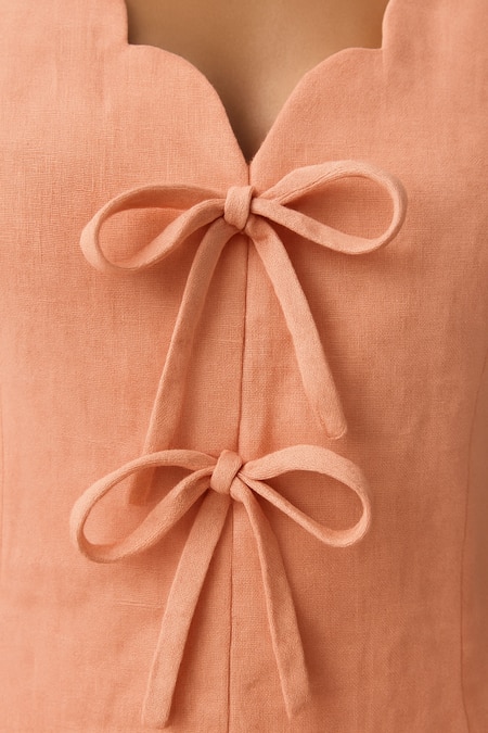 Ozel Peach Blush Puff Sleeve Top & Shorts Set 