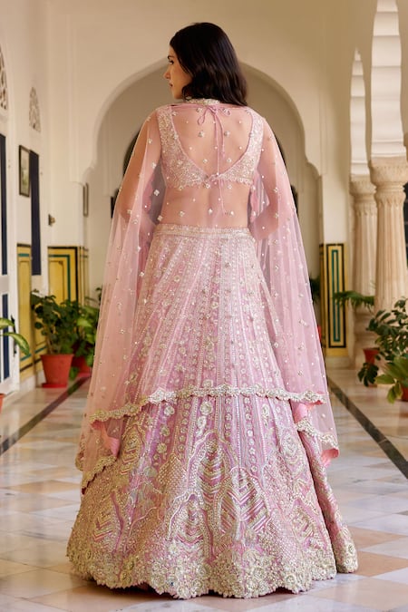 Osaa By Adarsh Rosaline Pink Organza Lehenga Set 