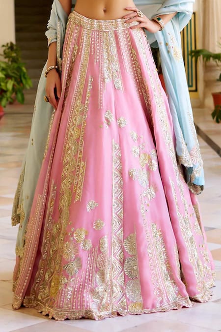 Osaa By Adarsh Pink Organza Zari, Embroidery Square Neck Rosaline Lehenga Set Online at Aza Fashions Osaa By Adarsh_Pink Organza Zari, Embroidery Square Neck Rosaline Lehenga Set _Online_at_Aza_Fashions