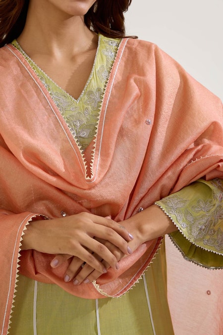 Nero India_Pink Chanderi Stripe Dupatta _Online_at_Aza_Fashions