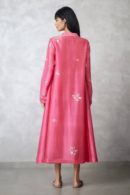 Nachiket Barve Coral Dottie Chanderi Dress 