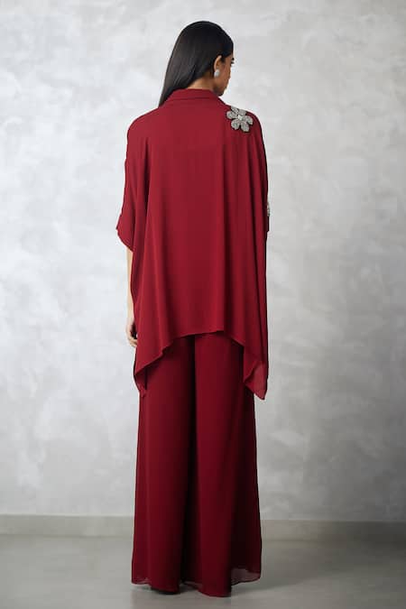 Nachiket Barve Maroon Florencio Shirt & Pant Set 