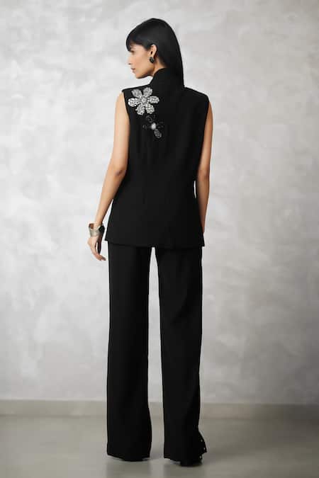 Nachiket Barve Black Pearl Detailed Blazer & Pant Set 