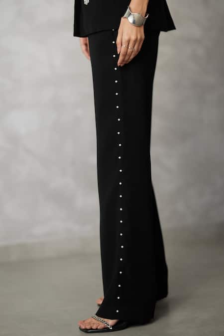 Buy_Nachiket Barve_Black Wool Sequins Pearl Detailed Blazer And Pant Set 