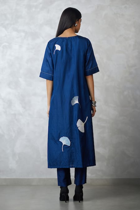 Nachiket Barve Ginkgo Crushed Silk Kurta & Pant Set