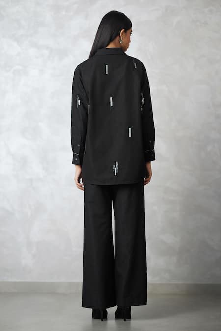 Nachiket Barve Black Denim Shirt & Pant Set