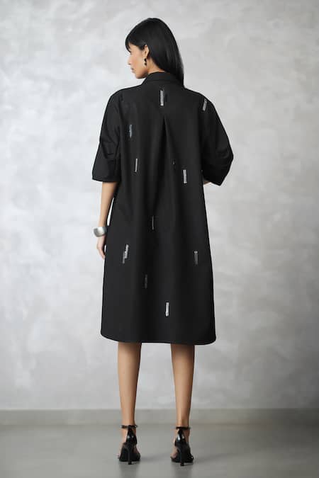 Nachiket Barve Black Denim Skyline Bubble Dress