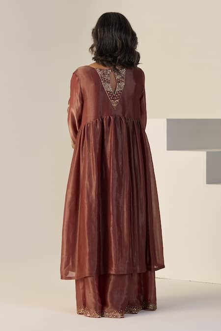 Sarang Kaur Rust Rehmat Lehenga Set 