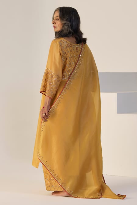 Sarang Kaur Yellow Badla Kurta Set 