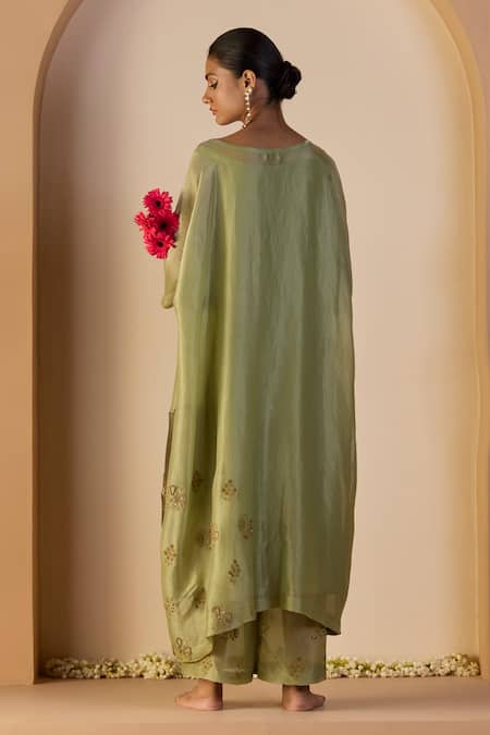 Sarang Kaur Green Zehra Kaftan Set 