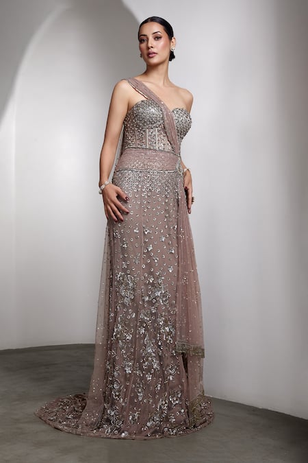 Rocky Star Pink Net Sequins, Beads Sweetheart Neck Embellished Bodycon Gown Online at Aza Fashions Rocky Star_Pink Net Sequins, Beads Sweetheart Neck Embellished Bodycon Gown _Online_at_Aza_Fashions