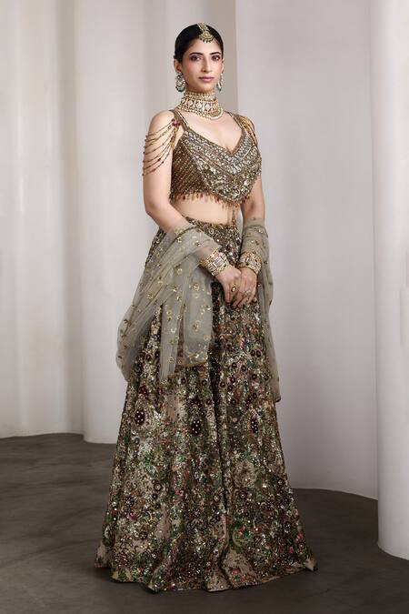 Buy_Rocky Star_Multi Color Net Sequins, Beads Embellished Blouse And Lehenga Set _Online_at_Aza_Fashions