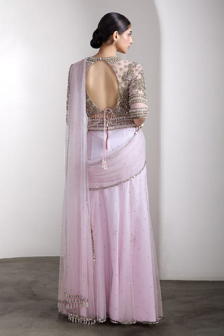 Rocky Star Embellished Blouse & Pre-Draped Saree Set 