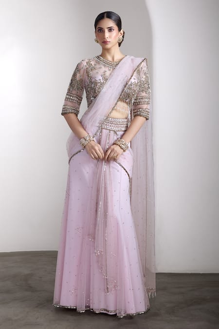 Rocky Star Embellished Blouse & Pre-Draped Saree Set 