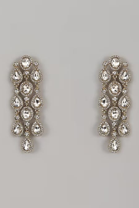 Auraa Trends_Gold Plated Imitation Gemstones Cluster Design Earring_Online_at_Aza_Fashions