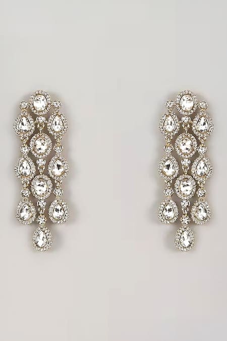 Buy_Auraa Trends_Gold Plated Imitation Gemstones Cluster Design Earring_Online_at_Aza_Fashions