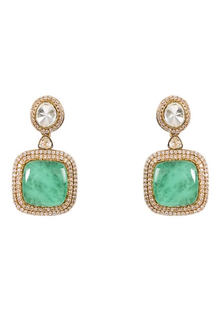 Buy_Auraa Trends_Green Pearls Emerald Choker Set_Online_at_Aza_Fashions