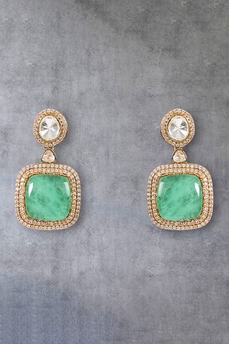 Shop_Auraa Trends_Green Pearls Emerald Choker Set_Online_at_Aza_Fashions