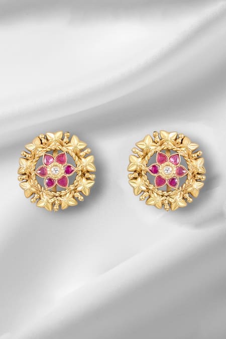 Auraa Trends Floral Moissanite Stud Earrings