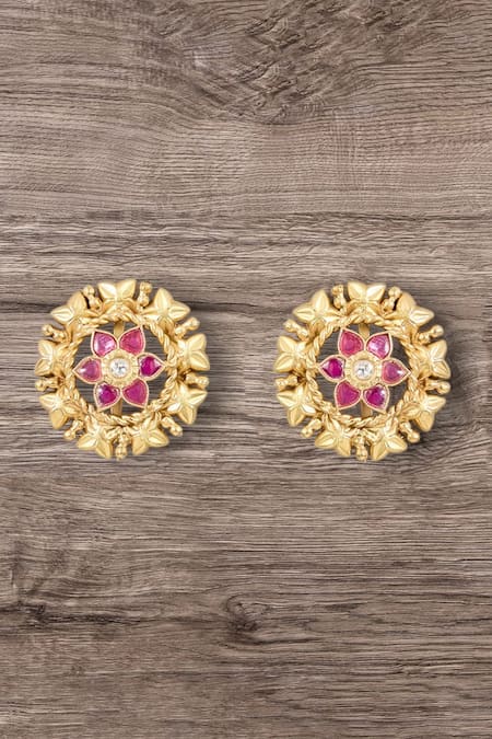 Auraa Trends Floral Moissanite Stud Earrings