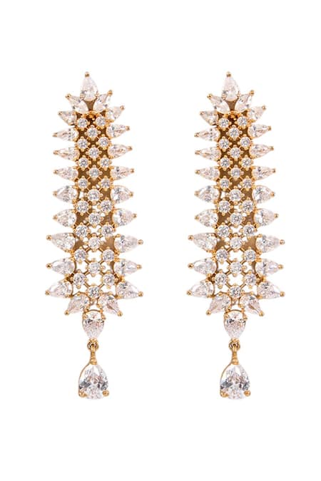 Auraa Trends Gold Crystal Drop Earrings