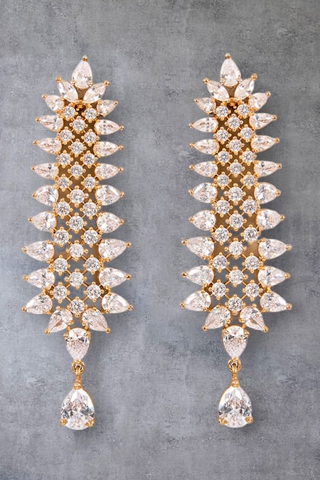 Auraa Trends Gold Crystal Drop Earrings