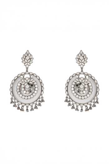 Auraa Trends_Silver Plated Beads Oxidized Statement Earrings _Online_at_Aza_Fashions