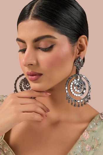Auraa Trends Oxidized Silver Statement Earrings 